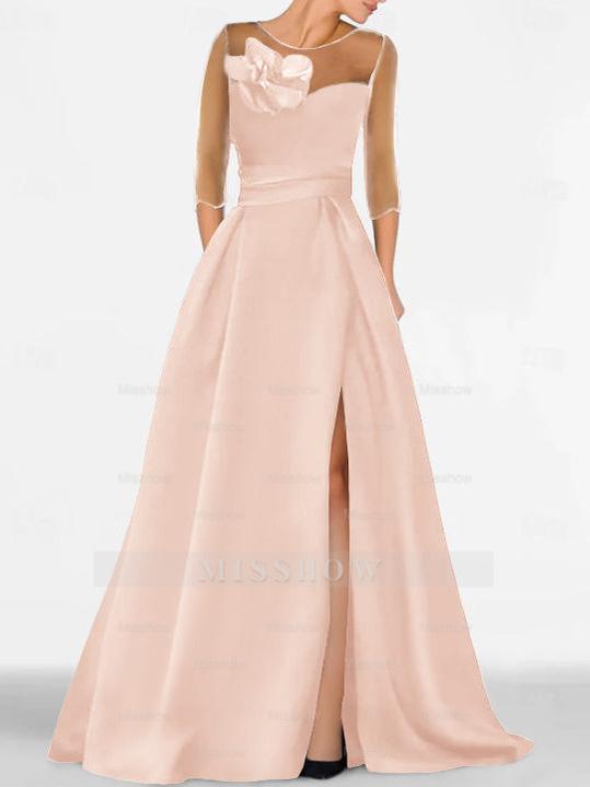 Sweetheart A-Line Princess Gown with 3/4 Sleeves and Lace Floral Detail for the Mother of the Bride
