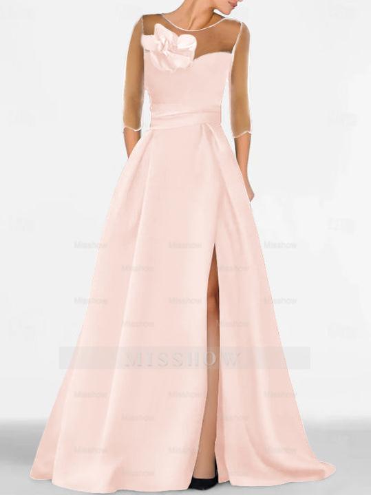 Sweetheart A-Line Princess Gown with 3/4 Sleeves and Lace Floral Detail for the Mother of the Bride
