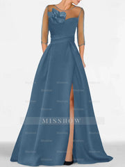Sweetheart A-Line Princess Gown with 3/4 Sleeves and Lace Floral Detail for the Mother of the Bride