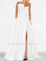 Sweetheart A-Line Princess Gown with 3/4 Sleeves and Lace Floral Detail for the Mother of the Bride