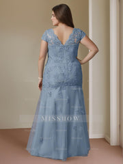 Sweetheart Cap Sleeve Trumpet/Mermaid Plus Size Mother of the Bride Gown with Lace Beads & Sequins