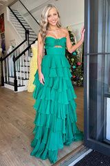 Sweetheart Chiffon A-Line Prom Dress in Black and White with Tiered Long Skirt and Slit