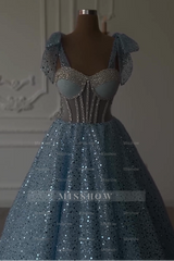 Sweetheart Sleeveless A Line Ball Gown Long Formal Dress With Sequins