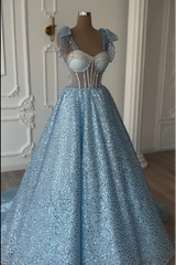 Sweetheart Sleeveless A Line Ball Gown Long Formal Dress With Sequins