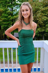 Tight Red Open Back Sequins Homecoming Dress