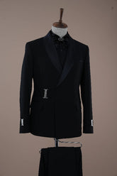 Trendy Black Shawl Collar Slim Fit Two-Piece Groom's Wedding Suit