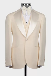 Trendy Champagne Notched Lapel Three-Piece Prom Suit