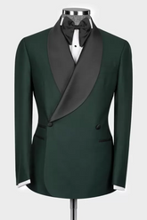 Trendy Dark Green Shawl Lapel Double Breasted Wedding Suit