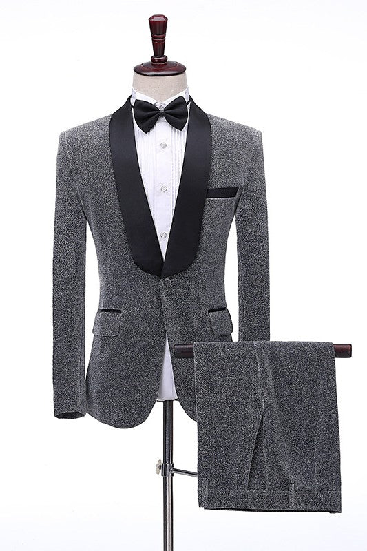 Trendy Gray Shawl Collar Two-Piece Groom's Wedding Attire