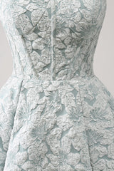 Trendy Grey Green Strapless A-Line Printed Corset Homecoming Dress