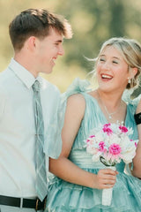 Trendy Pink A-Line Tiered Homecoming Dress with Bow