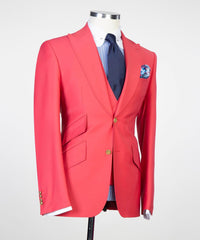 Trendy Red Three-Piece Peak Lapel Prom Suits for Men