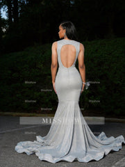Trendy Silver Sweetheart Sleeveless Mermaid Prom Dress with Rhinestones and Beads