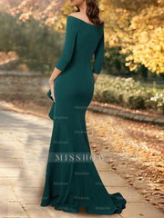 Trumpet/Mermaid Gown with 3/4 Sleeves and Sweep Train for the Bride's Mother