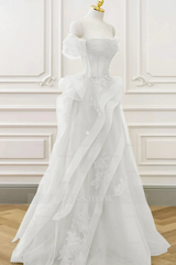 Tulle Off the Shoulder Sleeveless Long Formal Dress With Appliques