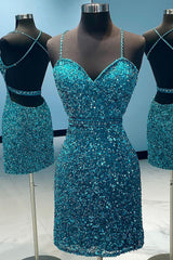 Teal sweetheart beaded A-line homecoming dress