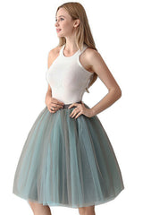 Two-Color Stitching 7-layer Mesh Tulle Tutu Skirt