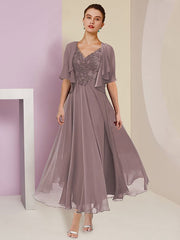A-Line/Princess V-Neck Ankle-Length Mother of the Bride Dresses