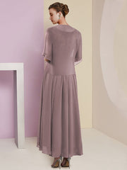 A Line Princess V Neck Ankle Length Mother Of The Bride Dresses