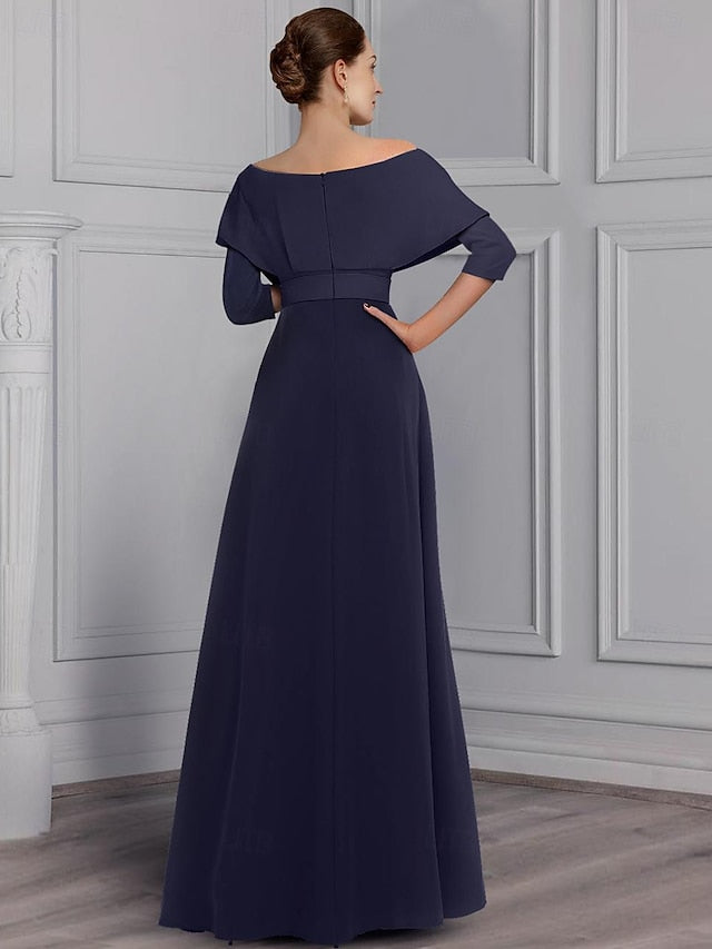 Scoop Long Sleeves Mother Of The Bride Pantsuits With Belt