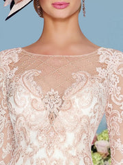 Sheath Column Scoop Long Sleeves Knee Length Mother Of The Bride Dresses With Lace Beading Appliques