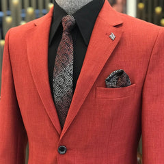 Unique Red Notched Lapel Two-Piece Prom Suit For Men