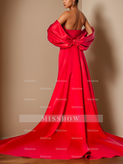 Unique Strapless Sleeveless Floor-Length Mother of the Bride Dress with Side Split & Ruffles in Trumpet/Mermaid Style