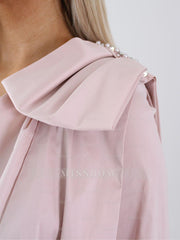 V-Neck 3/4 Sleeve Sheath/Column Dress for Mothers of the Bride & Groom with Pearl and Bow Details