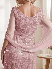 V-Neck A-Line Princess Ankle-Length Mother of the Bride Dress in Solid Color with Lace Half Sleeves