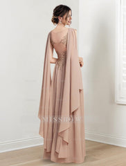 V-Neck A-Line Princess Floor-Length Dresses for the Mother of the Bride