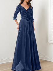 V-Neck A-Line Princess Gown for the Mother of the Bride