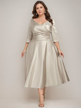 V-Neck A-Line Princess Tea-Length Dresses for the Mother of the Bride