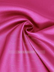 V-Neck A-Line Princess Tea-Length Satin Mother of the Bride Dress with Bow(s) and 3/4 Sleeves