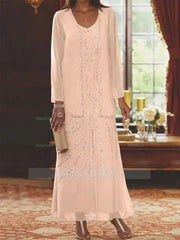 V-Neck Ankle-Length Sheath/Column Mother of the Bride Dresses with Sequins & Jacket
