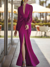 V-Neck Belted Sheath/Column Dresses for the Mother of the Bride