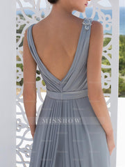 V-Neck Floor-Length A-Line Mother of the Bride Princess Dress