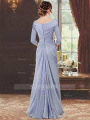 V-Neck Floor-Length Mother of the Bride Dress with Ruffles and Appliques Half Sleeves