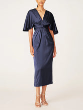 V-Neck Half-Sleeve Tea-Length Sheath Dress with Ruffles for the Mother of the Bride
