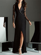 V-Neck Long Sleeve Mermaid/Trumpet Mother of the Bride Dress with Split