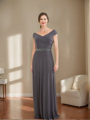 V-Neck Ruched Sheath/Column Mother of the Bride Dresses with Beading