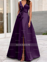 V-Neck Sleeveless A-Line Princess Mother Of The Bride Dress With Side Split