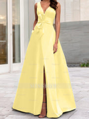 V-Neck Sleeveless A-Line Princess Mother Of The Bride Dress With Side Split