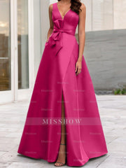 V-Neck Sleeveless A-Line Princess Mother Of The Bride Dress With Side Split