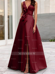 V-Neck Sleeveless A-Line Princess Mother Of The Bride Dress With Side Split