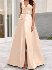 V-Neck Sleeveless A-Line Princess Mother Of The Bride Dress With Side Split