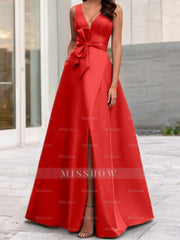 V-Neck Sleeveless A-Line Princess Mother Of The Bride Dress With Side Split