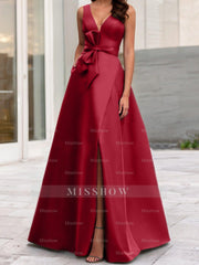 V-Neck Sleeveless A-Line Princess Mother Of The Bride Dress With Side Split