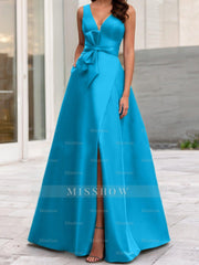 V-Neck Sleeveless A-Line Princess Mother Of The Bride Dress With Side Split