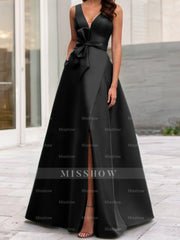 V-Neck Sleeveless A-Line Princess Mother Of The Bride Dress With Side Split