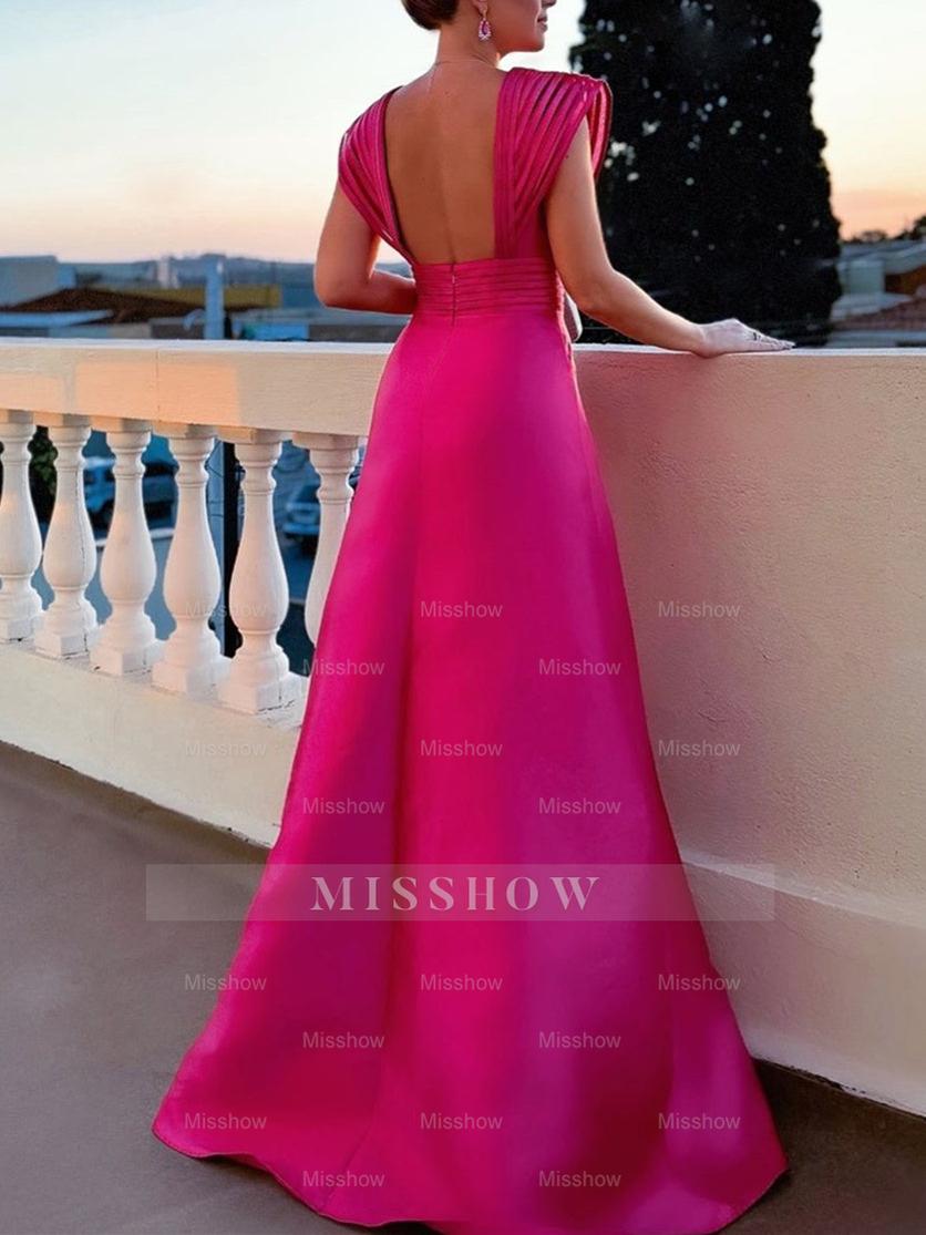 V-Neck Sleeveless Floor-Length A-Line Princess Mother of the Bride Dress with Side Split